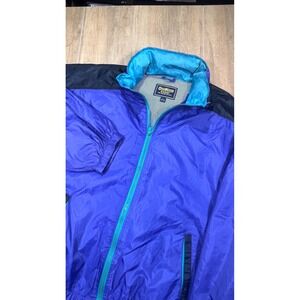 Vintage OshKosh B'Gosh Colorblock Windbreaker Jacket Purple Black Teal Large